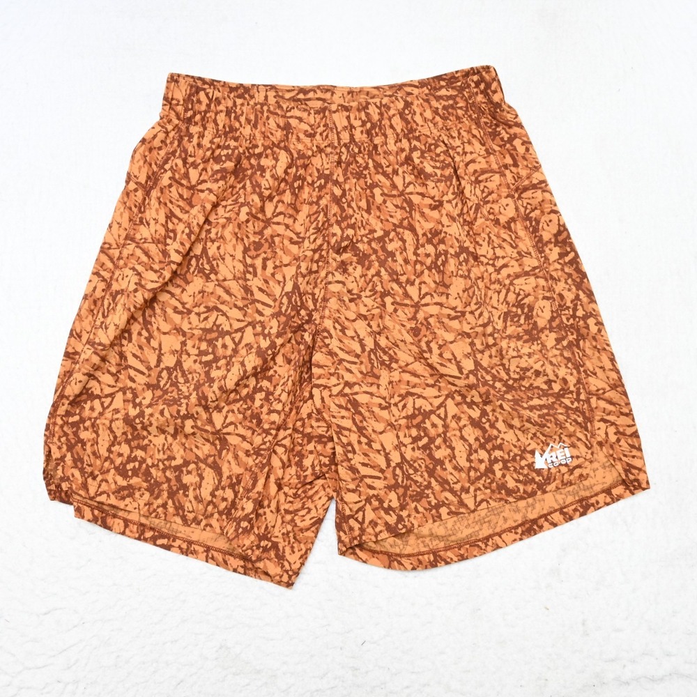 REI CO-OP Hiking Gym Shorts Mens Size Small 7" Orange Nylon Stretch Lightweight